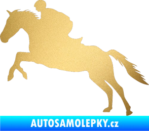 Samolepka Kůň 019 levá jezdec v sedle zlatá metalíza