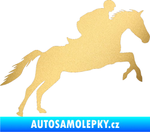 Samolepka Kůň 019 pravá jezdec v sedle zlatá metalíza