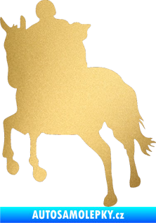 Samolepka Kůň 021 levá s jezdcem zlatá metalíza