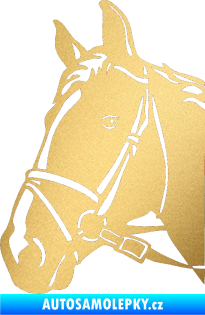 Samolepka Kůň 028 levá hlava s uzdou zlatá metalíza
