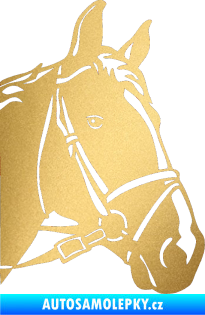 Samolepka Kůň 028 pravá hlava s uzdou zlatá metalíza