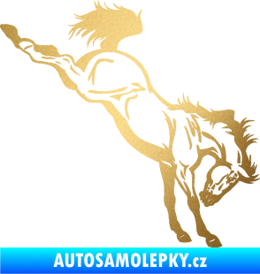 Samolepka Kůň 052 pravá vykopává zadní nohy zlatá metalíza