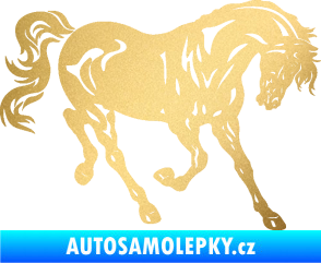 Samolepka Kůň 056 pravá zlatá metalíza