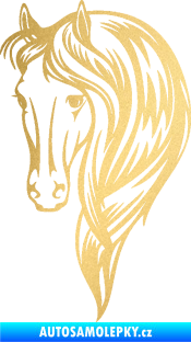 Samolepka Kůň 064 levá s hřívou zlatá metalíza