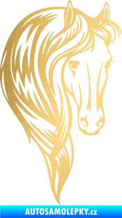 Samolepka Kůň 064 pravá s hřívou zlatá metalíza
