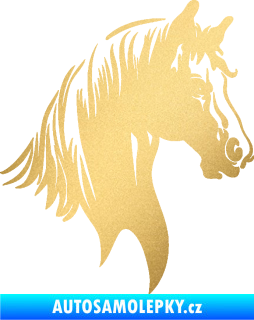 Samolepka Kůň 066 pravá hlava s hřívou zlatá metalíza