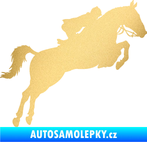 Samolepka Kůň 076 pravá parkur zlatá metalíza