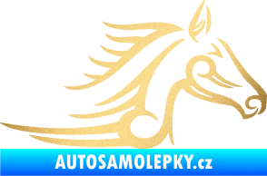 Samolepka Kůň 081 pravá hlava tattoo zlatá metalíza