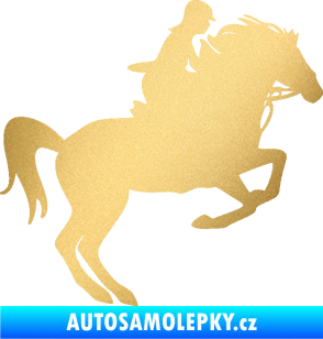 Samolepka Kůň 091 pravá skok zlatá metalíza