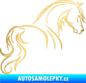 Samolepka Kůň 104 pravá zlatá metalíza