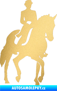 Samolepka Kůň drezura pravá zlatá metalíza