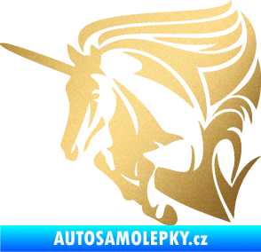 Samolepka Kůň jednorožec 001 levá zlatá metalíza