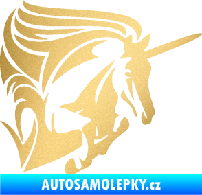 Samolepka Kůň jednorožec 001 pravá zlatá metalíza