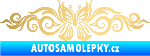 Samolepka Květina dekor 017 motýl zlatá metalíza