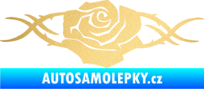 Samolepka Květina dekor 020 levá růže s trny zlatá metalíza