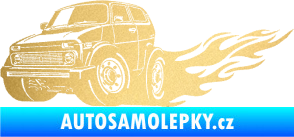 Samolepka Lada auto s plameny levá zlatá metalíza