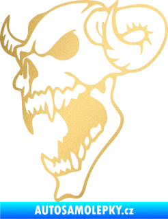 Samolepka Lebka 007 levá ďábel zlatá metalíza