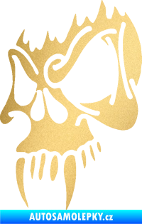 Samolepka Lebka 010 levá s upířími zuby zlatá metalíza