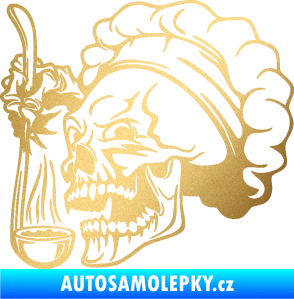 Samolepka Lebka 042 kuchař levá zlatá metalíza