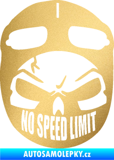 Samolepka Lebka 043 motorkář zlatá metalíza