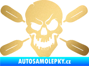 Samolepka Lebka 053 levá s pádly zlatá metalíza