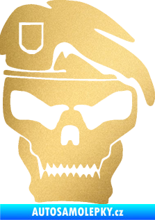 Samolepka Lebka army pravá zlatá metalíza