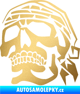 Samolepka Lebka pirát levá zlatá metalíza