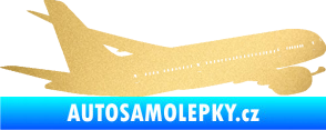 Samolepka Letadlo 009 pravá zlatá metalíza