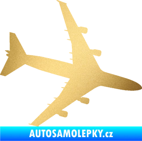 Samolepka letadlo 023 pravá Jumbo Jet zlatá metalíza