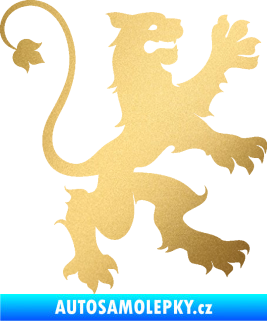 Samolepka Lev heraldika 002 pravá zlatá metalíza