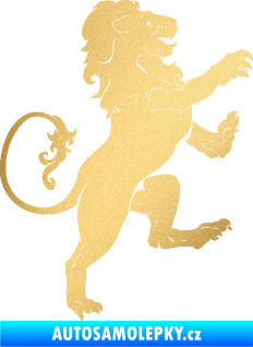 Samolepka Lev heraldika 004 pravá zlatá metalíza