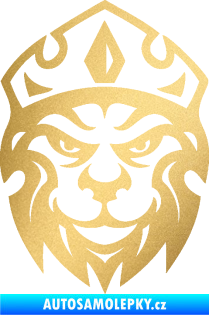 Samolepka Lev hlava s korunou 001 zlatá metalíza