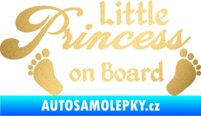 Samolepka Little princess on board 002 nápis s nožičkami zlatá metalíza