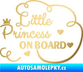 Samolepka Little princess on board nápis zlatá metalíza