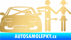 Samolepka Love car like sex levá zlatá metalíza