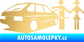 Samolepka Love car love girl levá zlatá metalíza