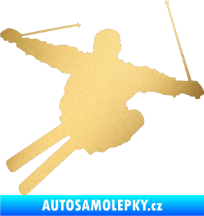 Samolepka Lyžař 001 levá zlatá metalíza