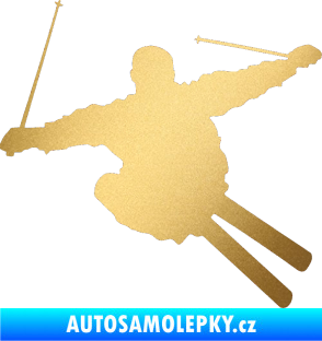 Samolepka Lyžař 001 pravá zlatá metalíza