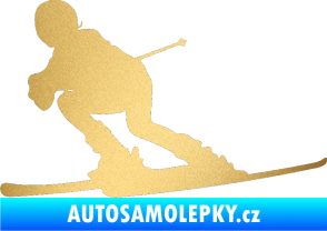 Samolepka Lyžař 002 levá zlatá metalíza