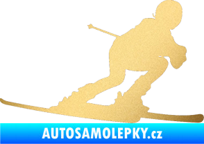 Samolepka Lyžař 002 pravá zlatá metalíza