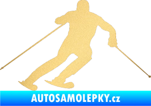 Samolepka Lyžař 003 pravá zlatá metalíza
