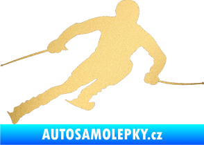 Samolepka Lyžař 012 pravá zlatá metalíza