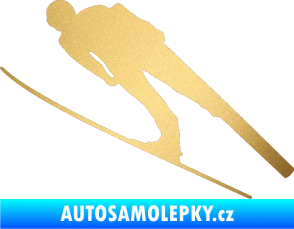 Samolepka Lyžař 016 levá zlatá metalíza