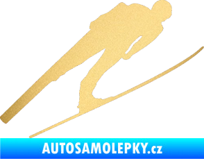 Samolepka Lyžař 016 pravá zlatá metalíza