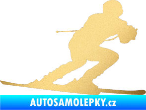Samolepka Lyžař 017 pravá zlatá metalíza