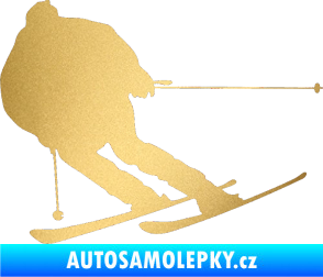 Samolepka Lyžař 019 levá zlatá metalíza