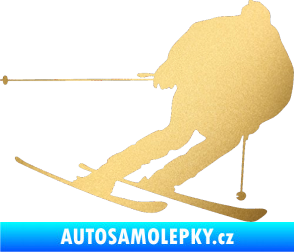 Samolepka Lyžař 019 pravá zlatá metalíza