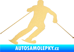 Samolepka Lyžař 021 pravá zlatá metalíza
