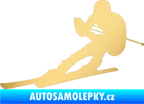 Samolepka Lyžař 022 levá zlatá metalíza