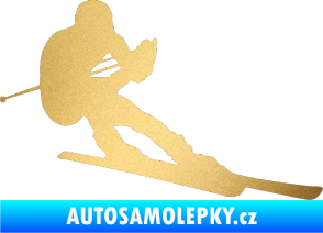 Samolepka Lyžař 022 pravá zlatá metalíza